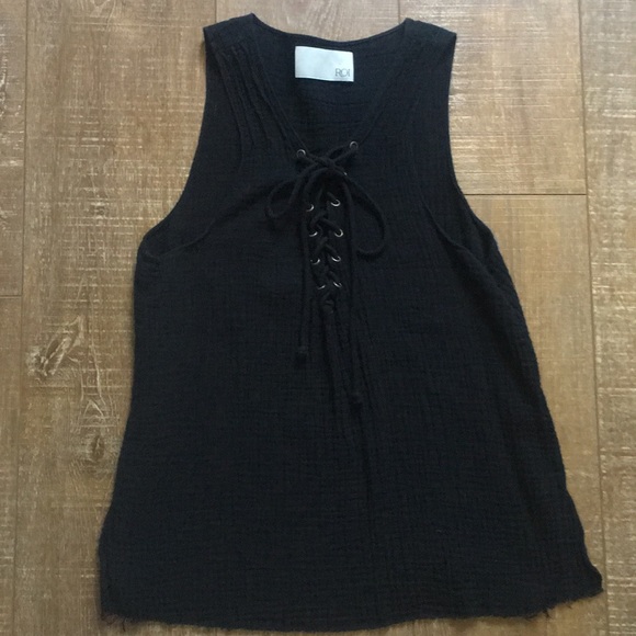 ROI black lace-up top Size Small - Picture 6 of 7